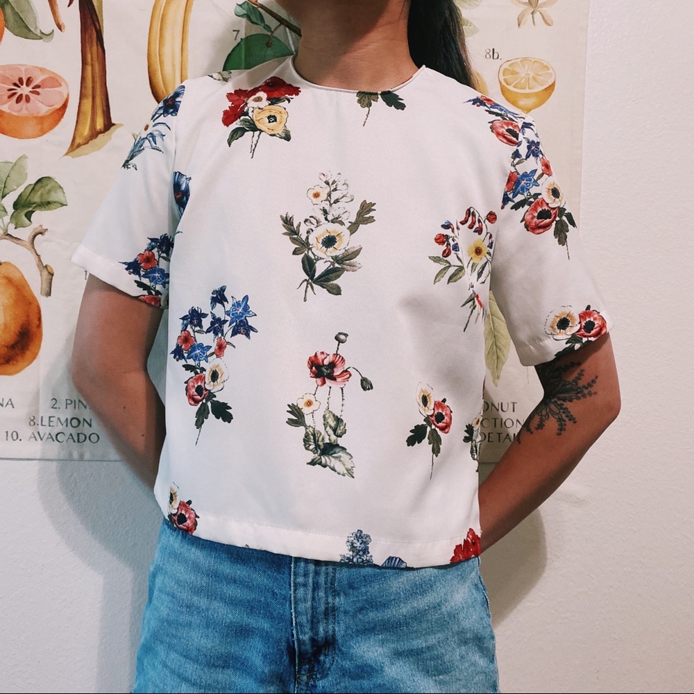 Floral white shirt